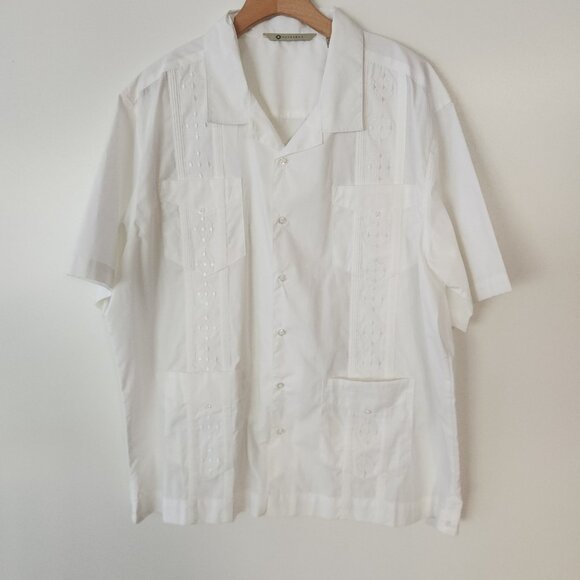 Havavera Cigar Lounge Shirt Embroidered Button Up White Gangster Soprano 2XL - Picture 3 of 15